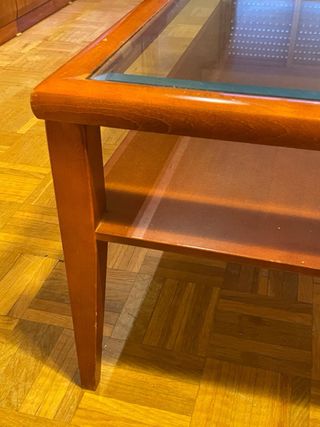 Mesa de centro de salón madera y cristal