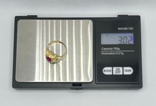 Solitario de oro de 18k, 3.02 g, T-17.