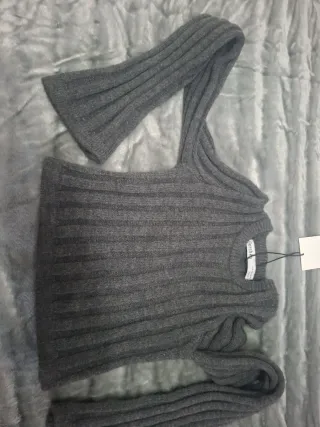 Jersey Bershka gris manga larga