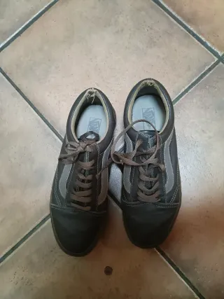 Zapatillas Vans Piel Marrón y Gris