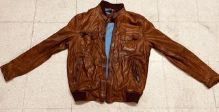 Chaqueta de cuero marrón para hombre
