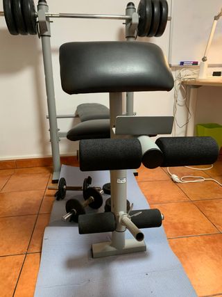 Banco Gimnasio con Barra y Discos
