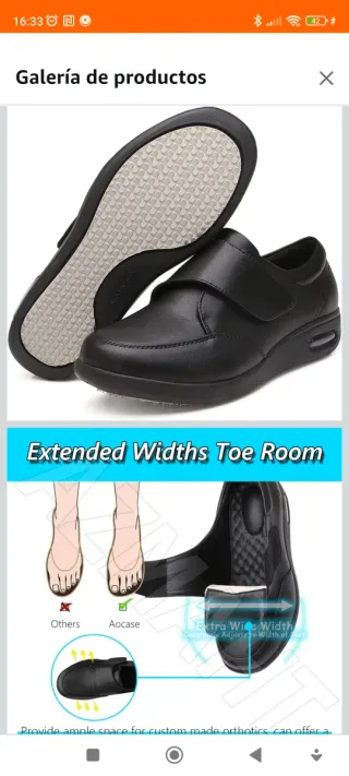 Zapato pie diabético empeine alto negro. Nuevos.