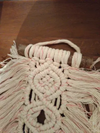 Colgante Macramé Pluma Rosa