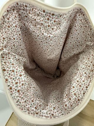 Bolso de tela hecho a mano, vichy rosa y flores