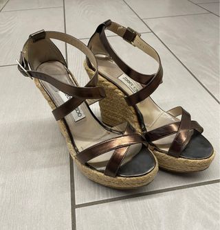 Jimmy Choo sandali con zeppa marrone oro