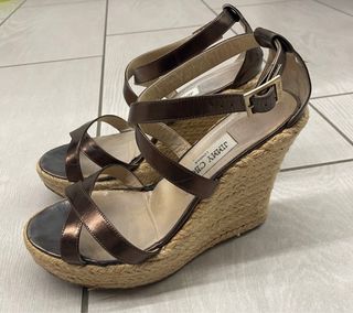 Jimmy Choo sandali con zeppa marrone oro