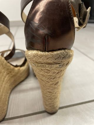 Jimmy Choo sandali con zeppa marrone oro