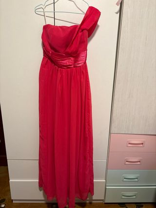 Vestido fiesta largo rosa talla S
