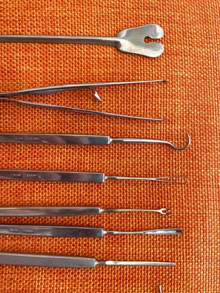 Lotto 9 strumenti sanitari vintage acciaio inox