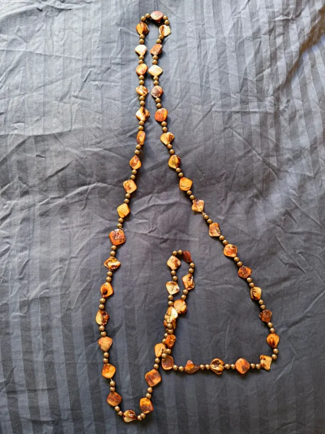 Collar Vintage Perlas Marrones y Doradas