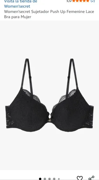 Women'secret Sujetador Push Up Encaje Negro