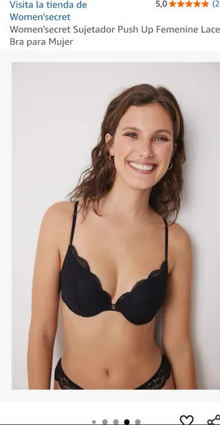 Women'secret Sujetador Push Up Encaje Negro