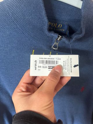 Jersey Ralph Lauren cuello cremallera azul