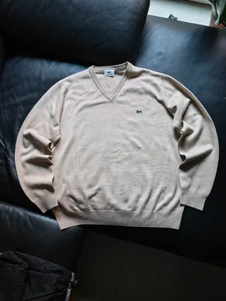 Jersey Lacoste V-Neck Beige Vintage