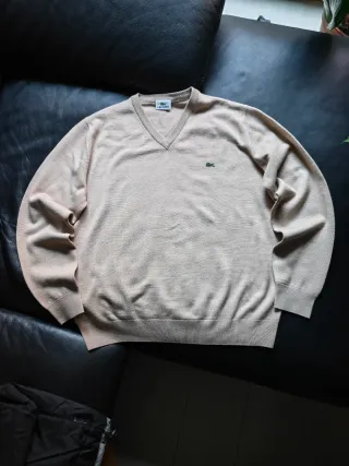 Jersey Lacoste V-Neck Beige Vintage