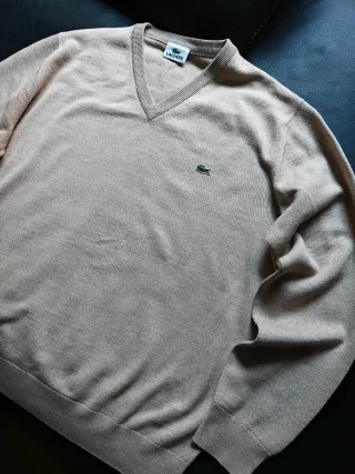 Jersey Lacoste V-Neck Beige Vintage