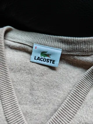 Jersey Lacoste V-Neck Beige Vintage