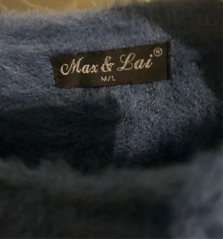 Maglione peloso blu e nero M/L