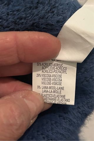 Maglione peloso blu e nero M/L