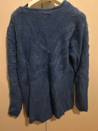 Maglione peloso blu e nero M/L