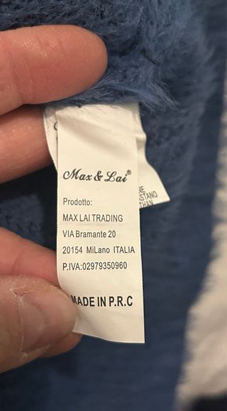 Maglione peloso blu e nero M/L