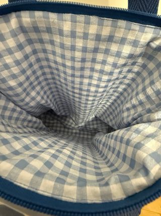 Bolso de tela Vichy azul y blanco