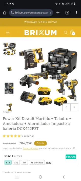 Kit Dewalt Martillo + Taladro + Amoladora+ Impacto