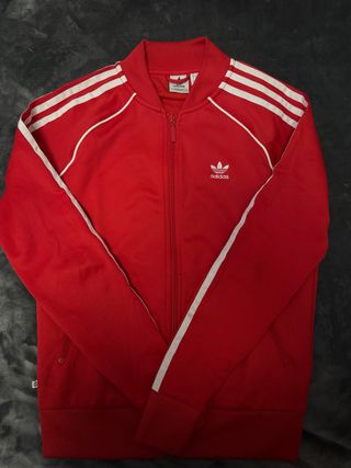 Chaqueta Adidas Roja con Rayas Blancas