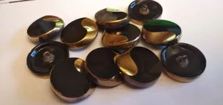 11 Botones cristal Negros y Dorados vintage.