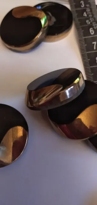 11 Botones cristal Negros y Dorados vintage.