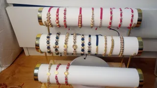 Pulseras Oro Laminado Rojas y Doradas