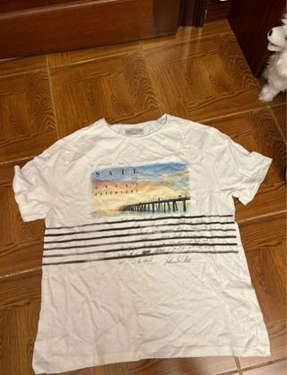 Camiseta blanca con estampado de puente