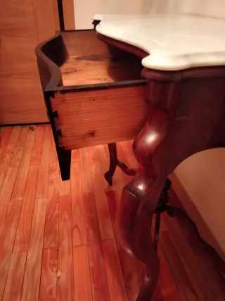 Consola Antigua Caoba Isabelina Mármol