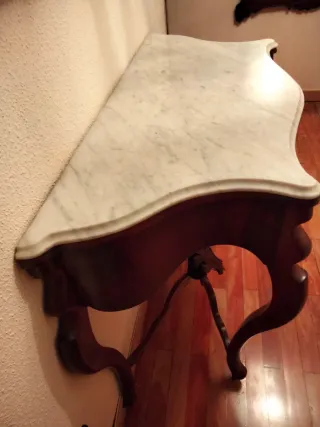 Consola Antigua Caoba Isabelina Mármol