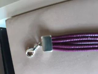 Pulsera cordón y plata morada