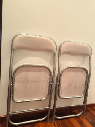 Juego de 2 Sillas Plegables Blanco y Plateadas