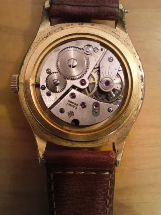 Reloj Cauny 17 Jewels Dorado Marrón