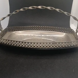 Vassoio Argentato Vintage con Manico