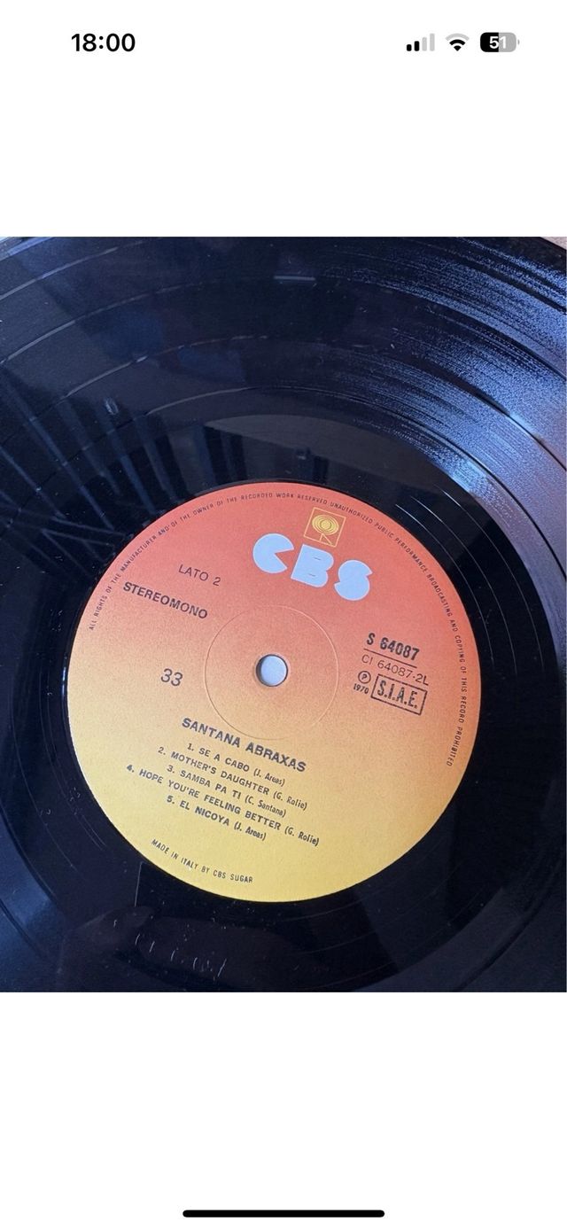Vinile 33 Giri Santana Abraxas CBS USA 1970