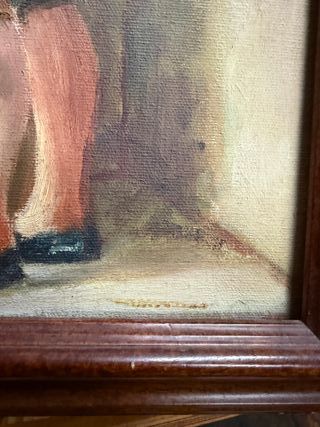 Antiguo óleo sobre lienzo de torero