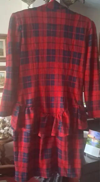 Vestido de punto cuadros rojo y azul