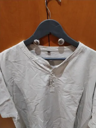 Camisa hombre manga corta beige