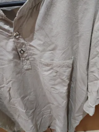 Camisa hombre manga corta beige