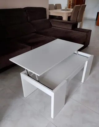 Mesa de centro elevable blanca