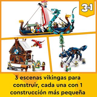 LEGO 31132 Creator 3en1 Barco Vikingo y Midgard