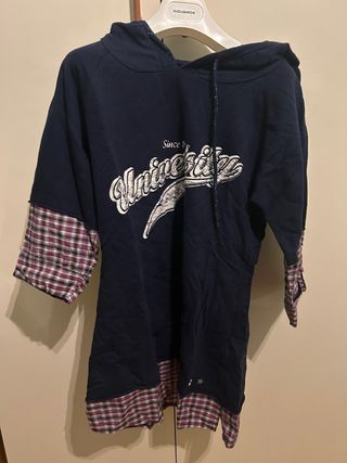 Felpa University con inserti scozzesi