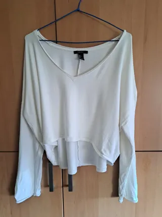 Top manga larga Forever 21 blanco talla L
