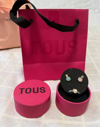 Conjunto Tous Anillo y Pendientes Plata y Cuarzo