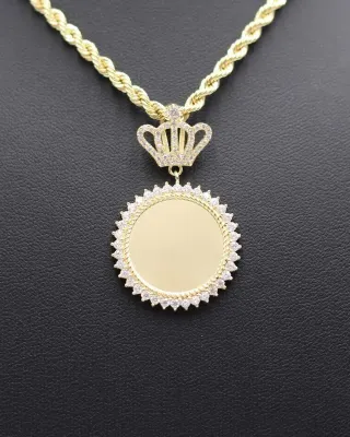 Colgante Chapa Redondo Circonitas 18K